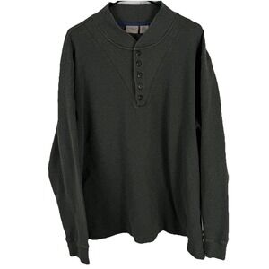 LL Bean Sweater Henley Long Sleeve Green Fisherman Knit‎ Mens XXL Regular Fit